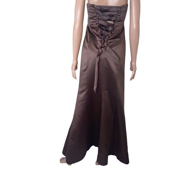 Bill Levkoff gown Chocolate brown bridesmaid dress Strapless Formal Dress SZ 8 - Picture 5 of 14